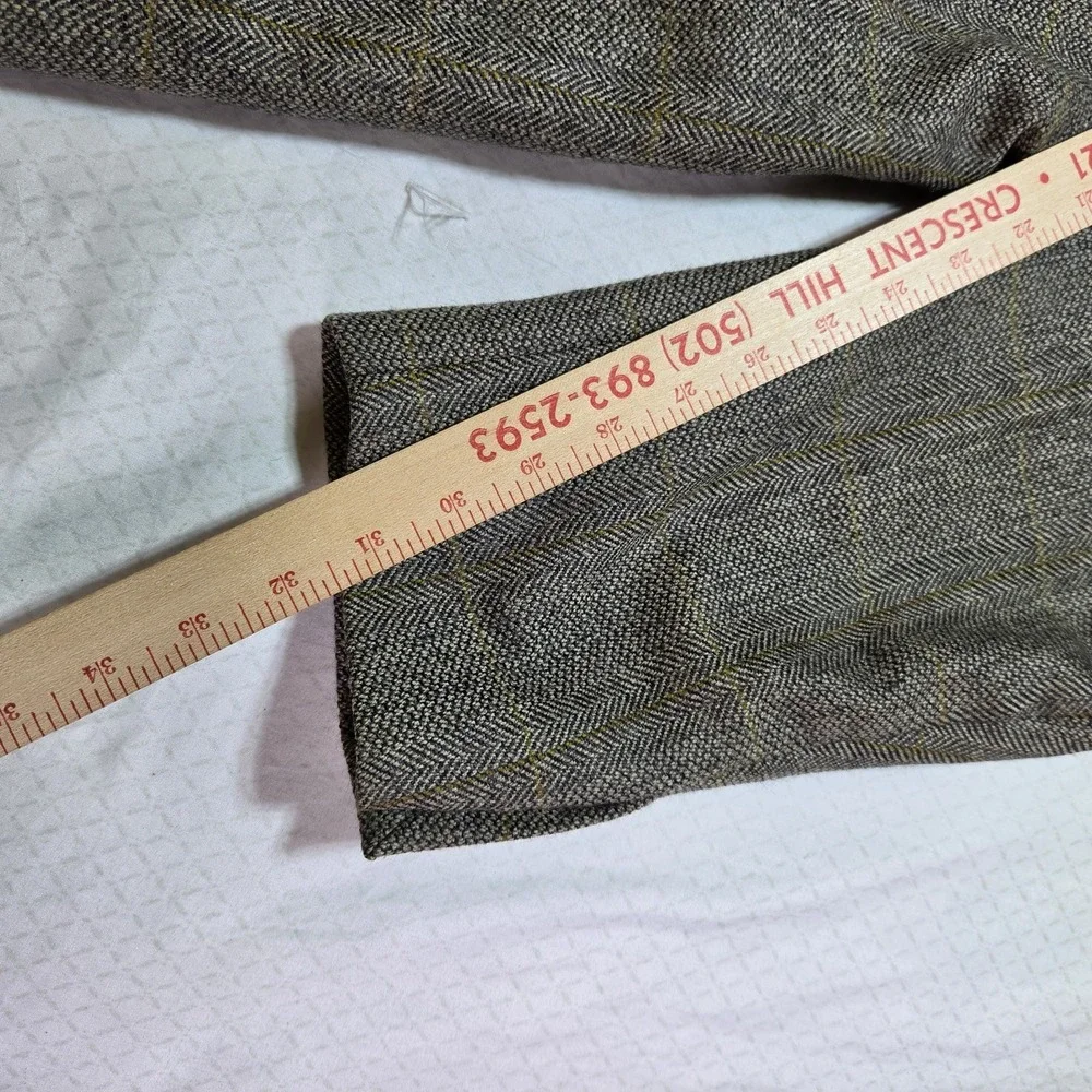 Ralph Lauren Sport Coat Blazer 46R Brown Herringbone Wool Windowpane